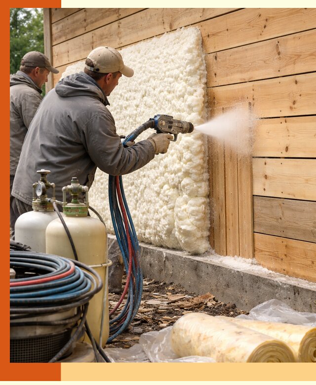 Утепление деревянного дома пенополиуретаном в Александрове