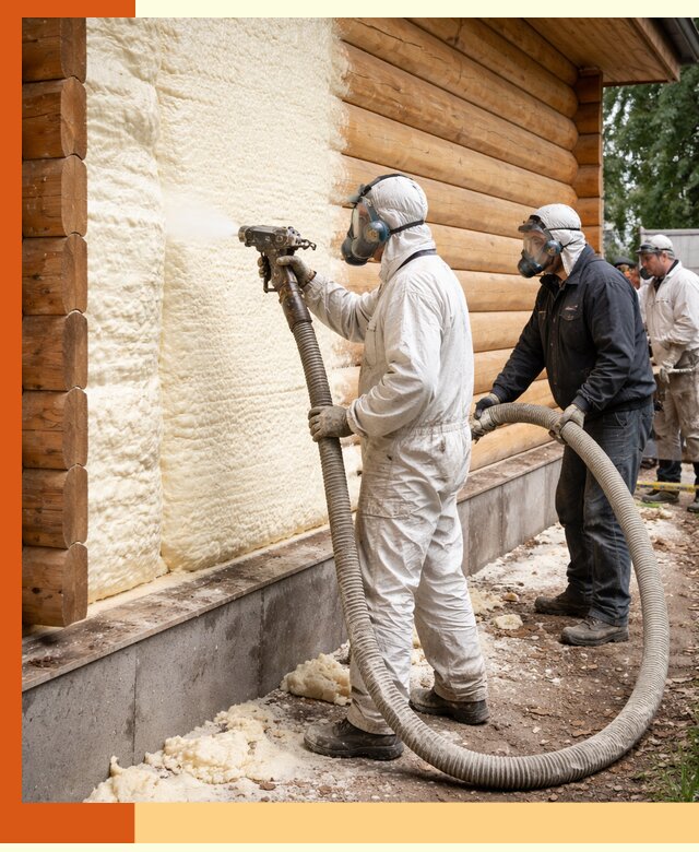 Утепление дома из бруса пенополиуретаном в Александрове