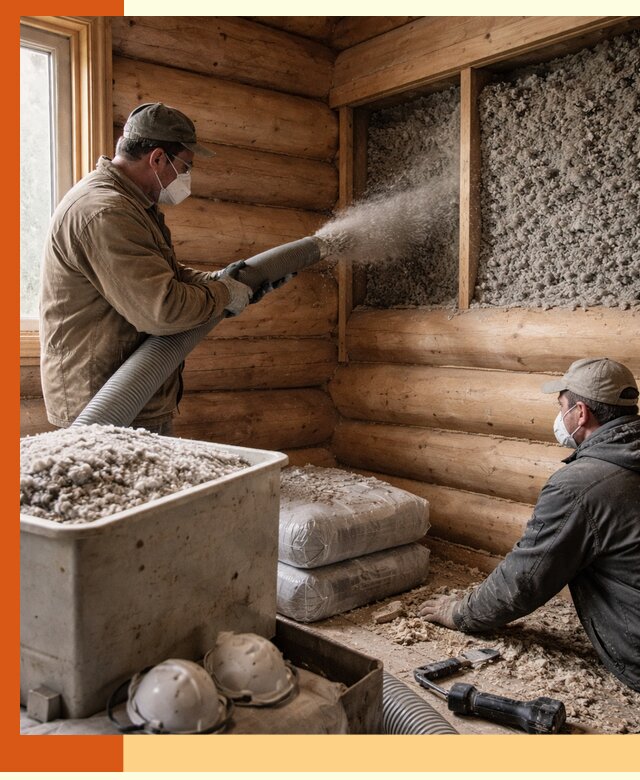 Утепление дома из бруса эковатой в Александрове