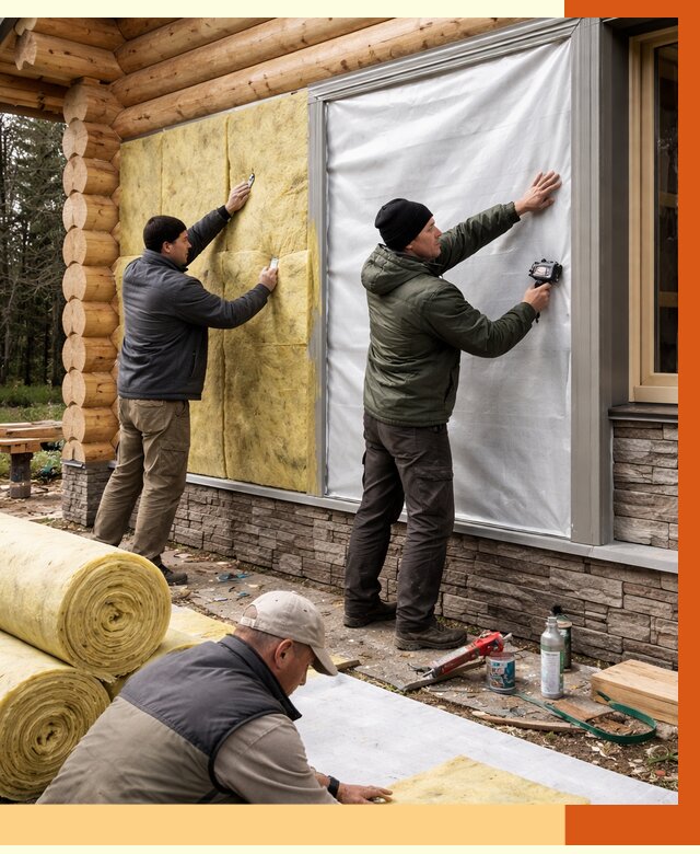 Утепление бревенчатого дома в Александрове от 8194 руб/м2 — заказать под ключ | ТепломастерЛкн