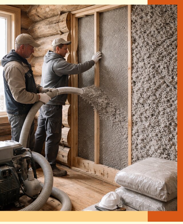 Утепление бревенчатого дома эковатой в Александрове от 2946 руб. | ТепломастерЛкн