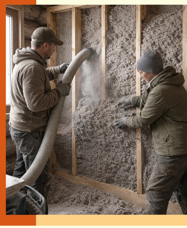 Утепление бревенчатого дома эковатой в Александрове