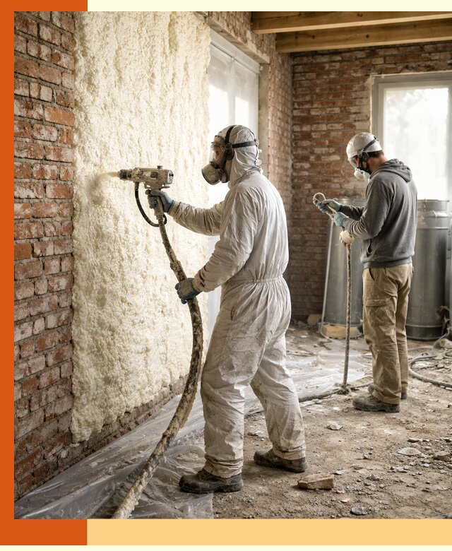 Утепление кирпичного дома пенополиуретаном в Александрове