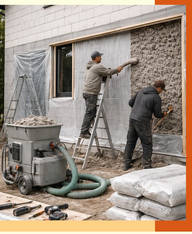 Утепление дома из газобетона эковатой в Александрове от 4820 руб./м2 | ТепломастерЛкн