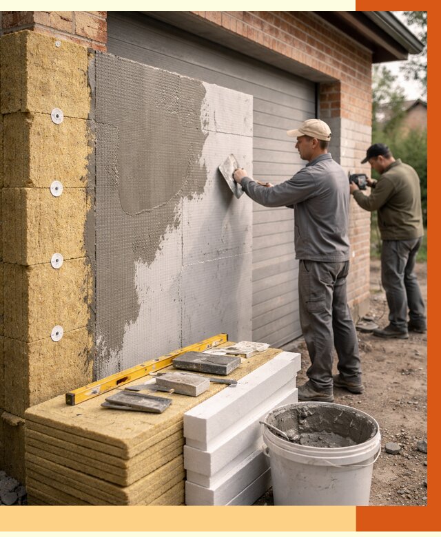 Утепление гаража снаружи в Александрове от 4499 руб. за м2 — наружное утепление под ключ | ТепломастерЛкн