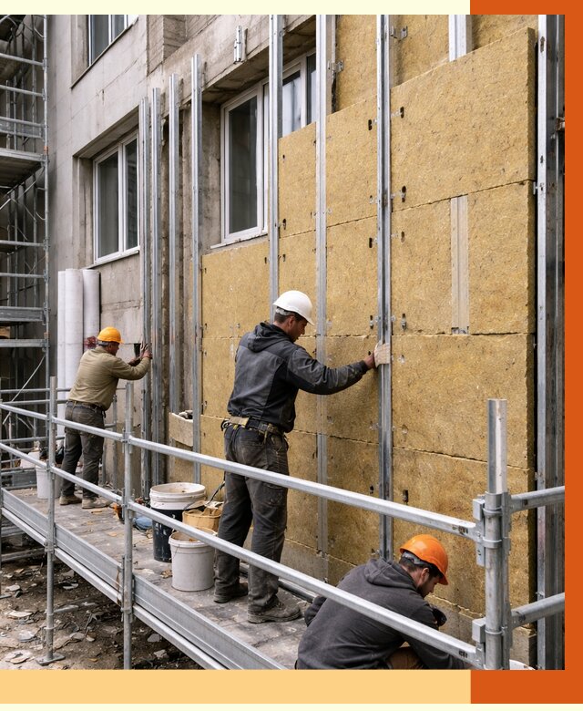 Утепление вентилируемого фасада в Александрове от 5998 руб/м2 — монтаж и утепление вентфасад | ТепломастерЛкн