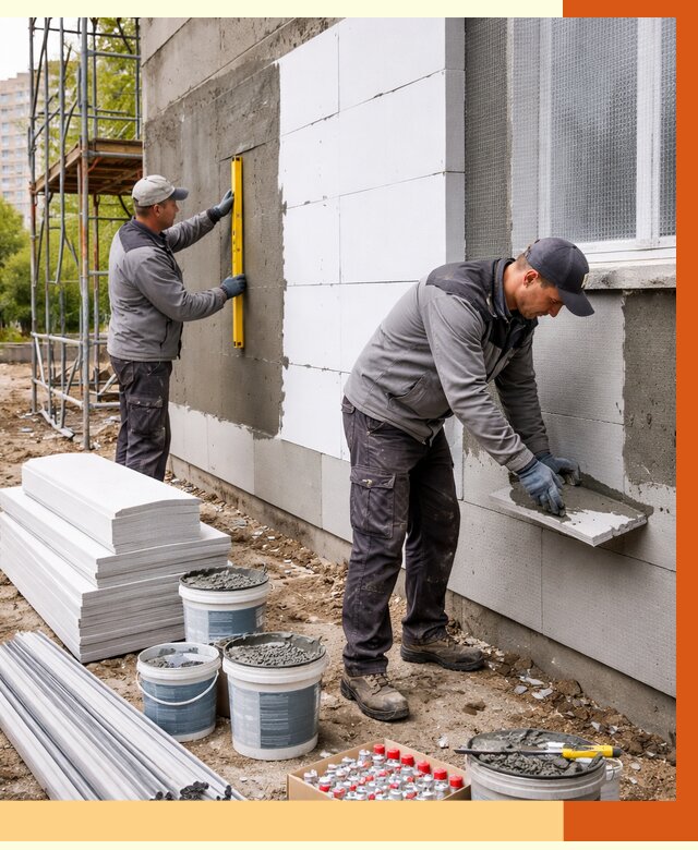 Утепление фасада и стен снаружи в Александрове от 4499 руб. | ТепломастерЛкн