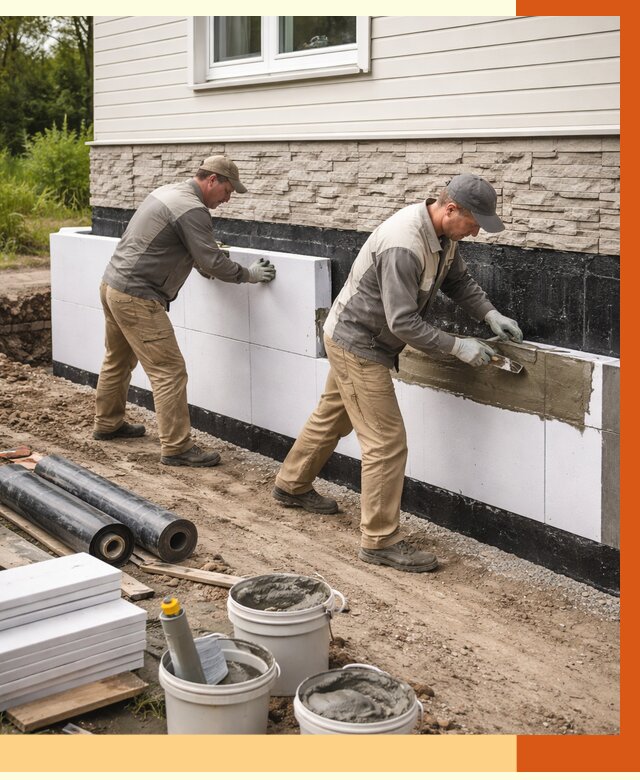 Утепление фундамента снаружи в Александрове от 4499 руб. за м² | ТепломастерЛкн