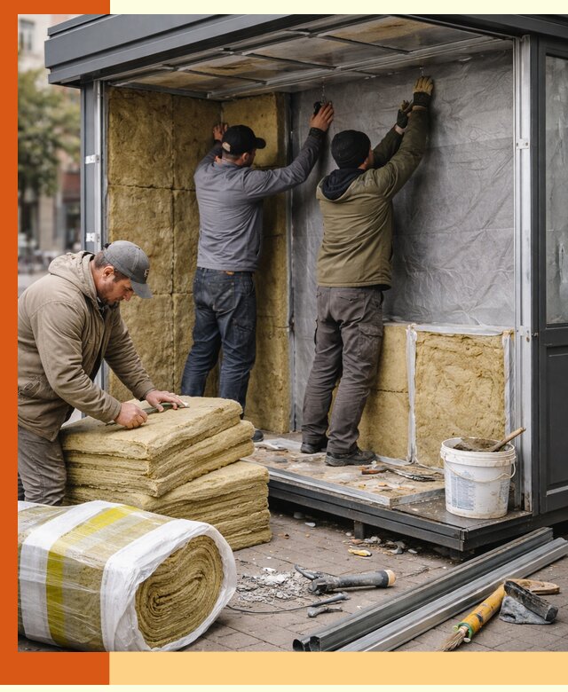 Утепление павильона шаурмы под ключ в Александрове