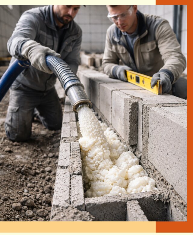 Заполнение колодцевой кладки ППУ в Александрове от 4499 руб. за м2 | ТепломастерЛкн