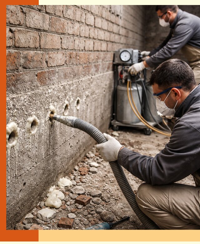 Заполнение колодцевой кладки ППУ в Александрове быстро и герметично