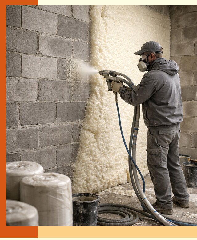 Утепление блочной стены ППУ в Александрове качественно и надёжно