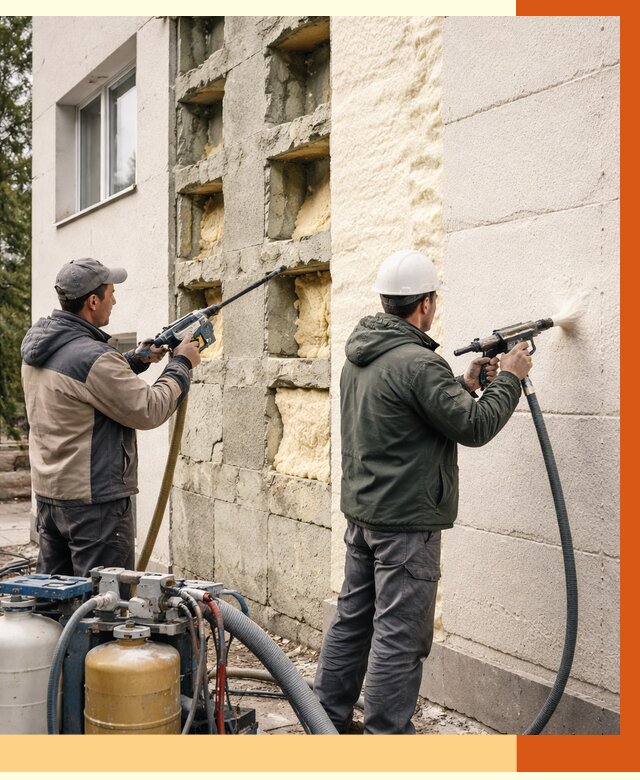 Заполнение пустот фасада в Александрове от 4820 руб. — утепление пустот облицовки | ТепломастерЛкн