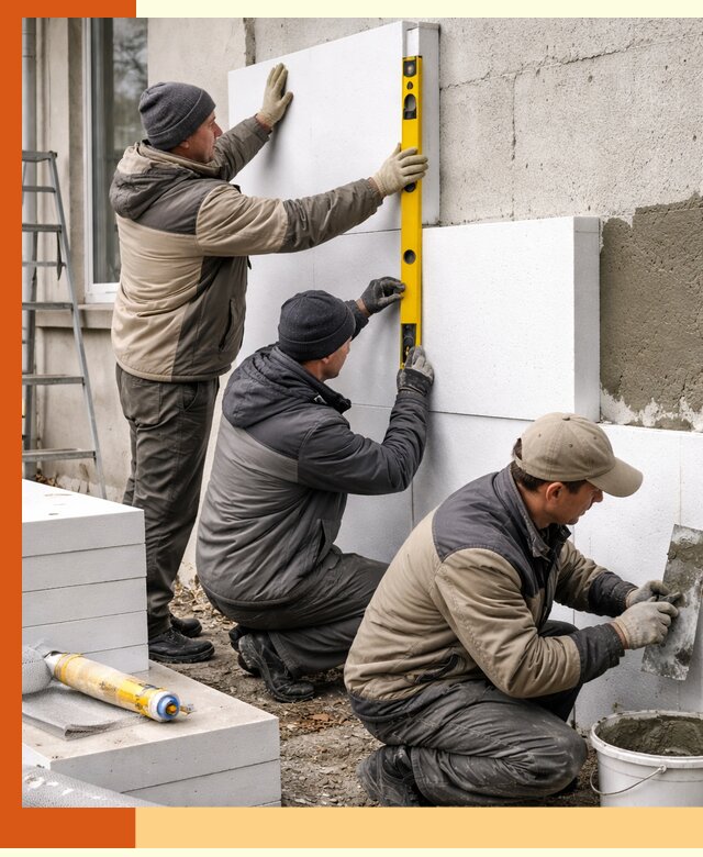 Утепление пенопластом наружных стен и фасадов в Александрове