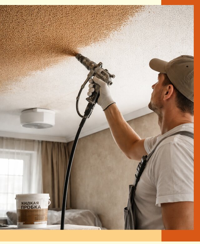 Утепление потолка жидкой пробкой в Александрове от 3749 руб. | ТепломастерЛкн