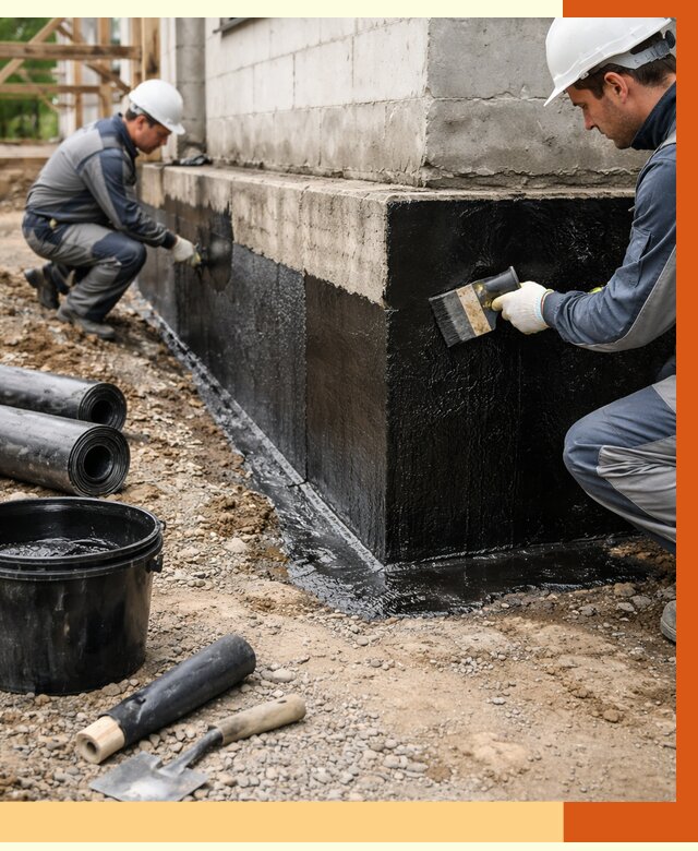 Гидроизоляция фундамента в Александрове от 1339 руб. — профессионально, под ключ | ТепломастерЛкн