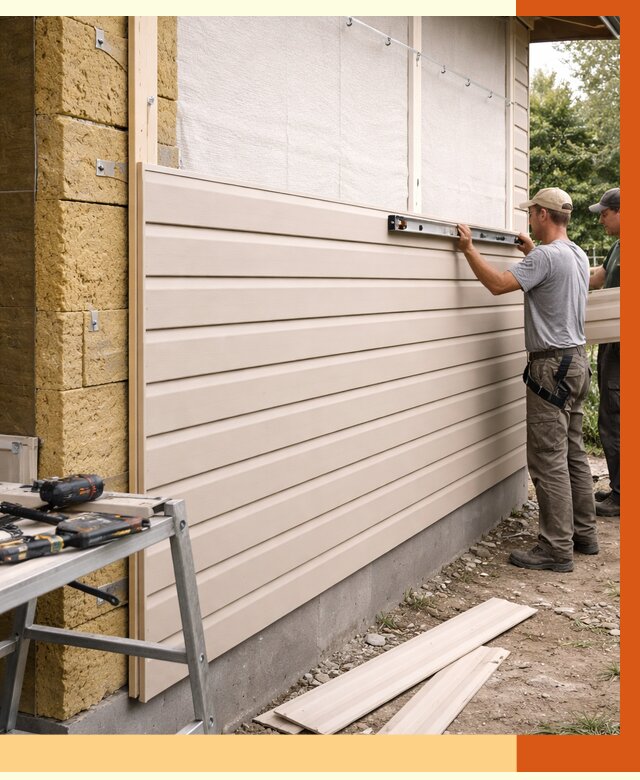 Монтаж сайдинга после утепления в Александрове от 1982 руб. — обшивка и облицовка | ТепломастерЛкн